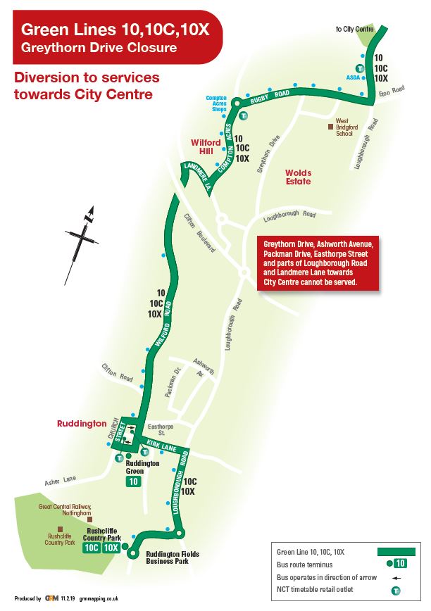 Service 10 Diversion to City