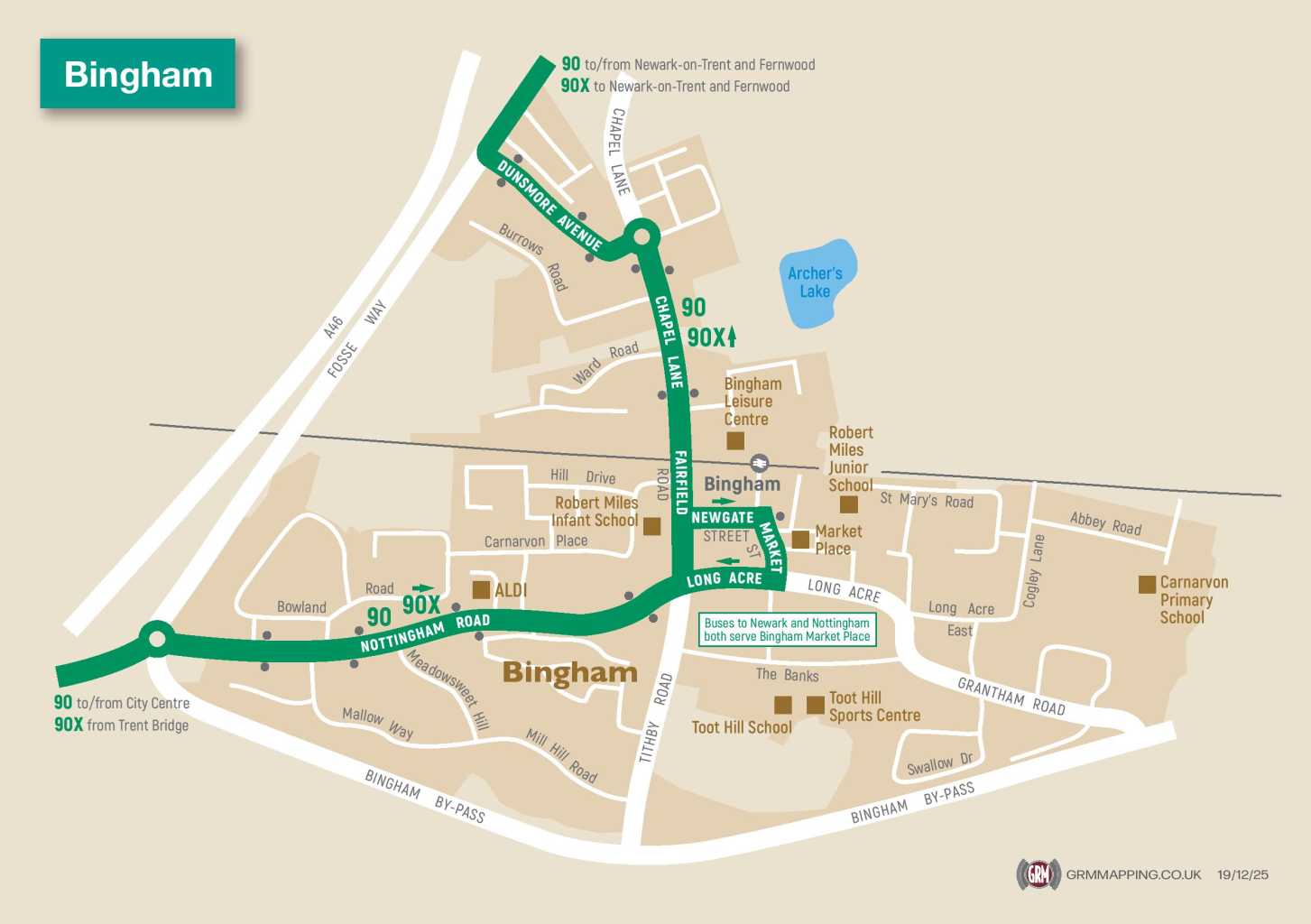 Route map in Bingham