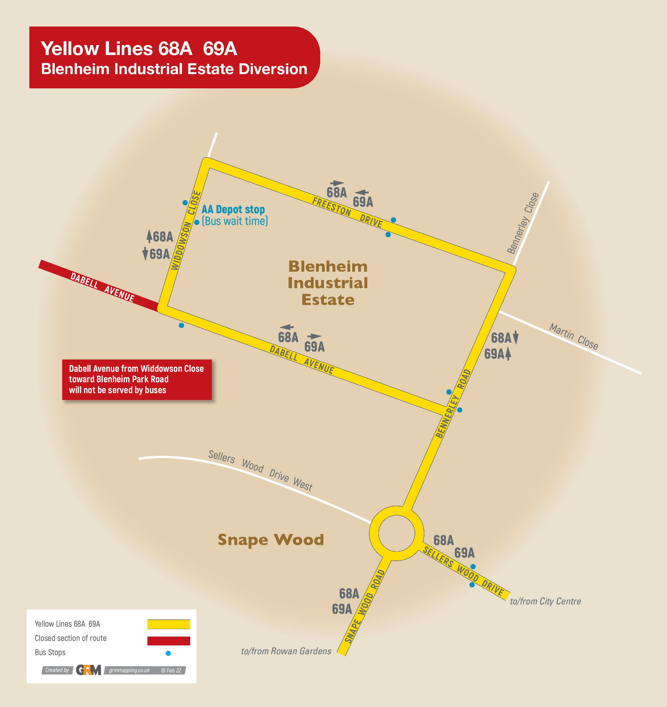 diverison map for blenheim ind estate