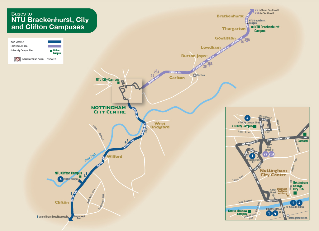 Map of buses to NTU Campuses.