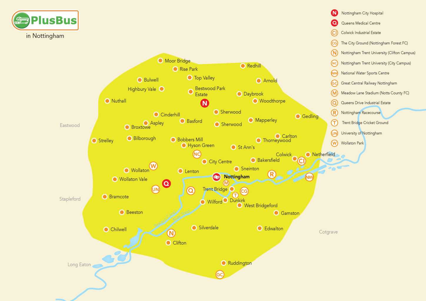 Plus Bus network map