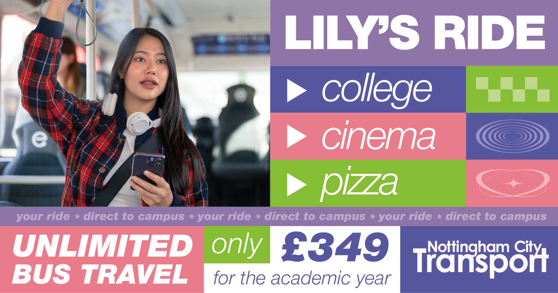 Student on a bus.