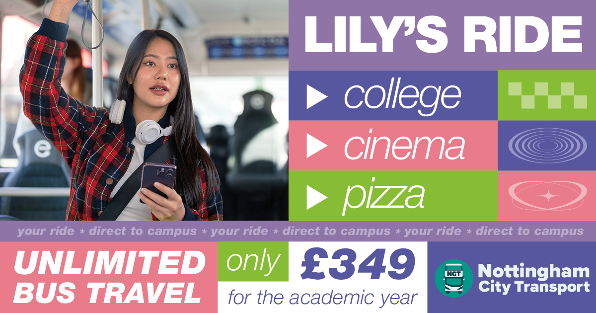 Student on a bus.