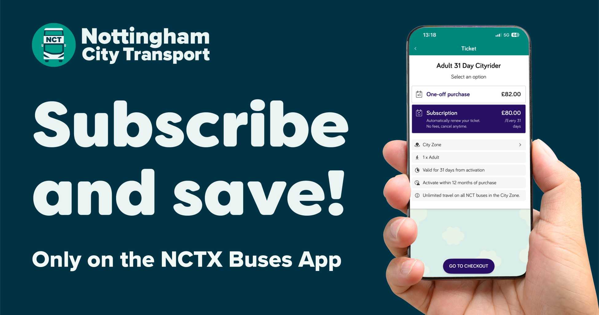 Subscribe and save only on the NCTX Buses App.